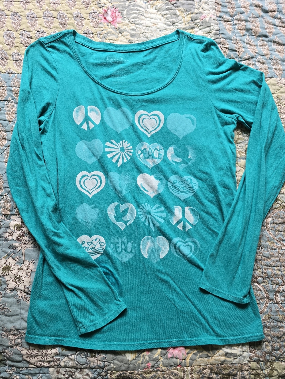 Lucky Brand Lucky Tees Cotton Peace & Love Graphic Tee Women's Size Medium